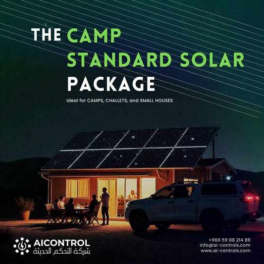 Solar Package showing panels, inverter, batteries, and combiner box