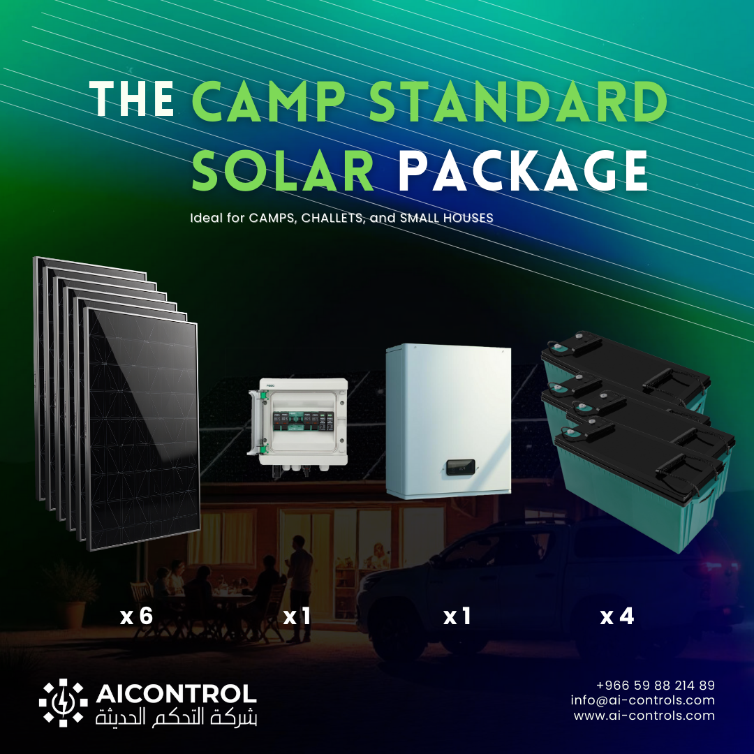 Solar Package showing panels, inverter, batteries, and combiner box