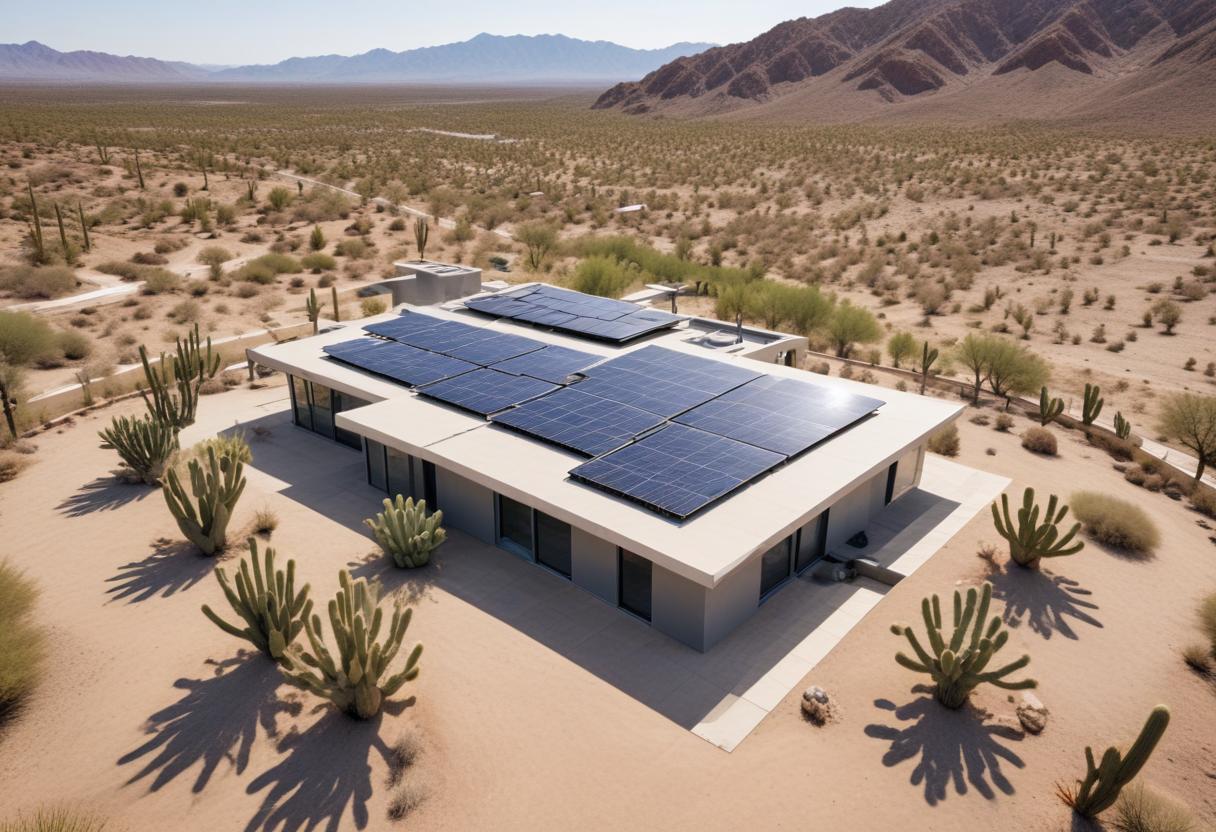 Solar Panels on Camp Rooftop in the desert