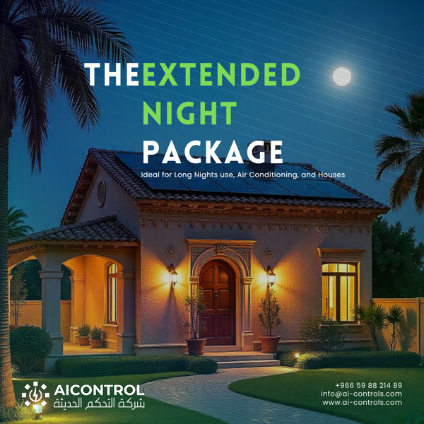 Solar Package showing panels, inverter, batteries, and combiner box